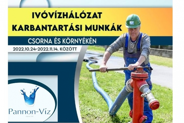 Ivóvízhálózat karbantartási munkák Csornán és környékén