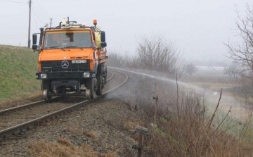 Gyomirtást végez a MÁV a Csorna-Pápa vasútvonalon
