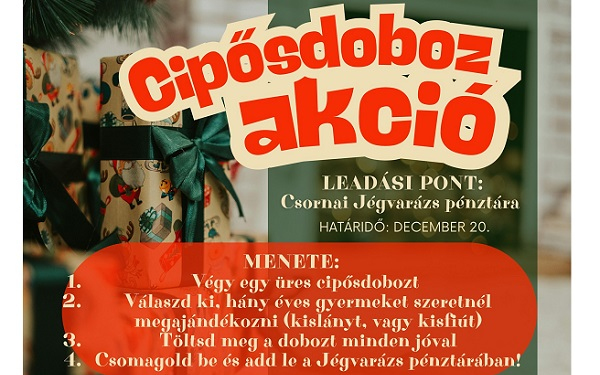 Cipősdoboz akció a csornai műjégpályán