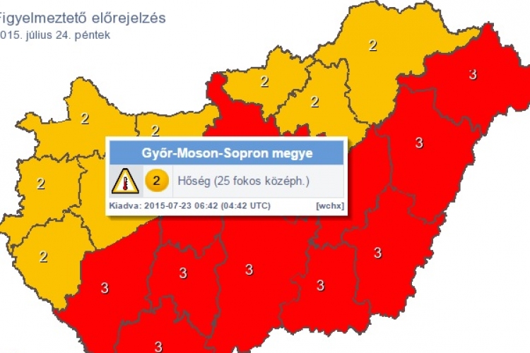 Vasárnap éjfélig meghosszabbították a hőségriadót.