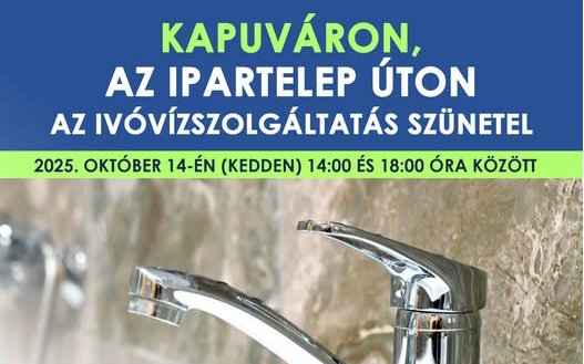 Kedd délután nem lesz víz Kapuváron az Ipartelepi úton