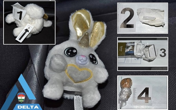 Bizarr plüssnyuszi az autóban