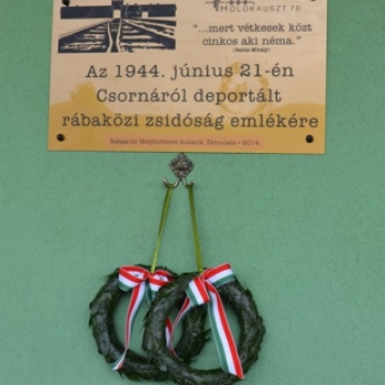 Emléktáblát avattak Csornán a holokauszt 70. évfordulóján